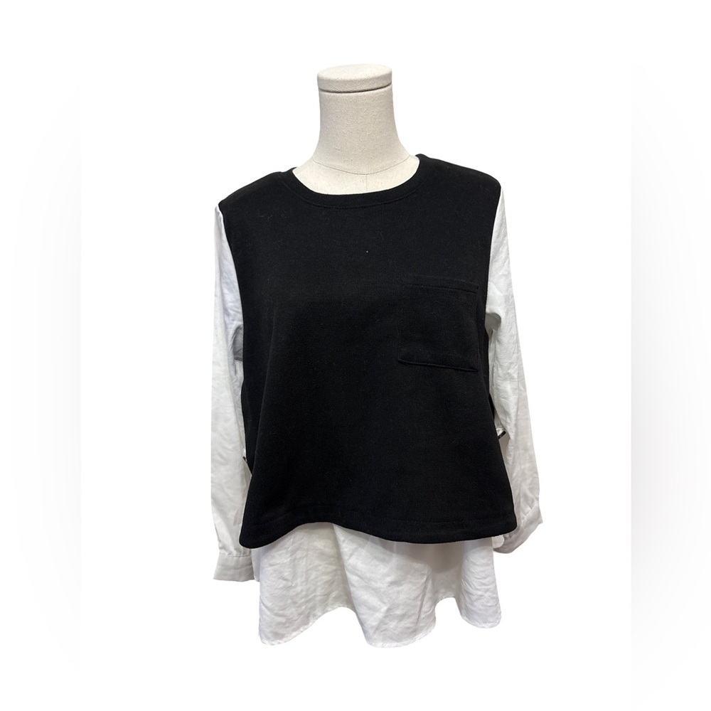Black and White Layered Long Sleeve Top